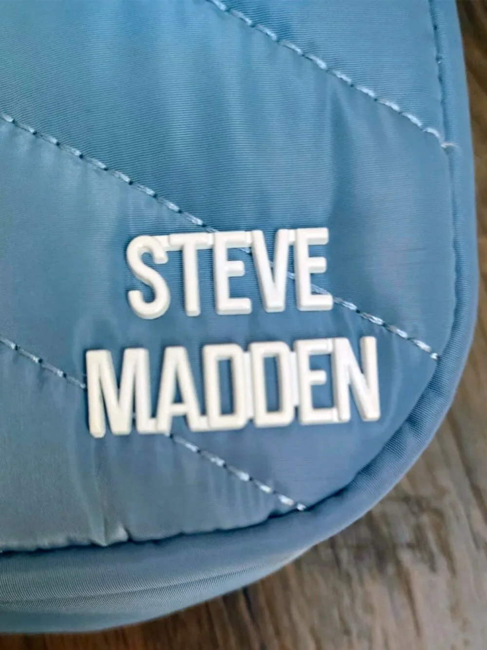 Steve Madden Blue Haze Quilted Nylon Crossbody Bag